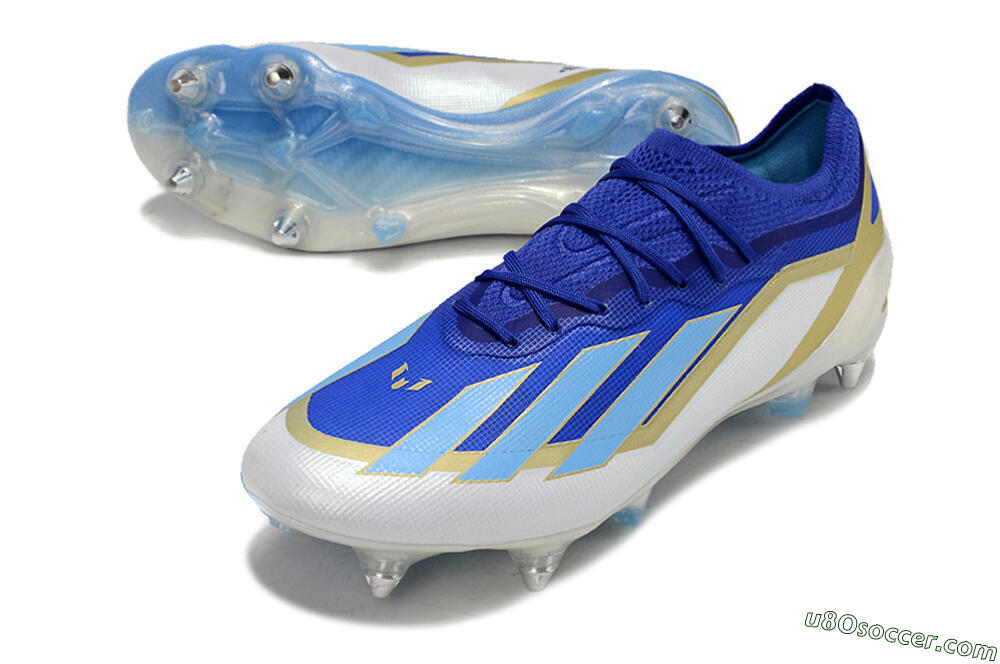 Adidas X Crazyfast.1 Messi SG Soft Ground Soccer Cleats - Blue/Jade/Gold/White 3