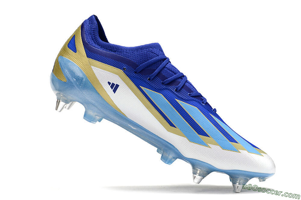 Adidas X Crazyfast.1 Messi SG Soft Ground Soccer Cleats - Blue/Jade/Gold/White 4