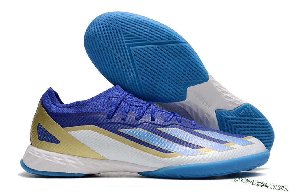 Adidas X Crazyfast.1 Messi IC Indoor & Futsal Soccer Shoes - Blue/Jade/Gold/White 1