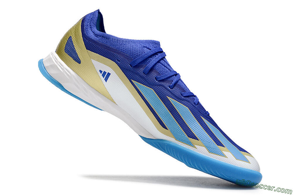 Adidas X Crazyfast.1 Messi IC Indoor & Futsal Soccer Shoes - Blue/Jade/Gold/White 4