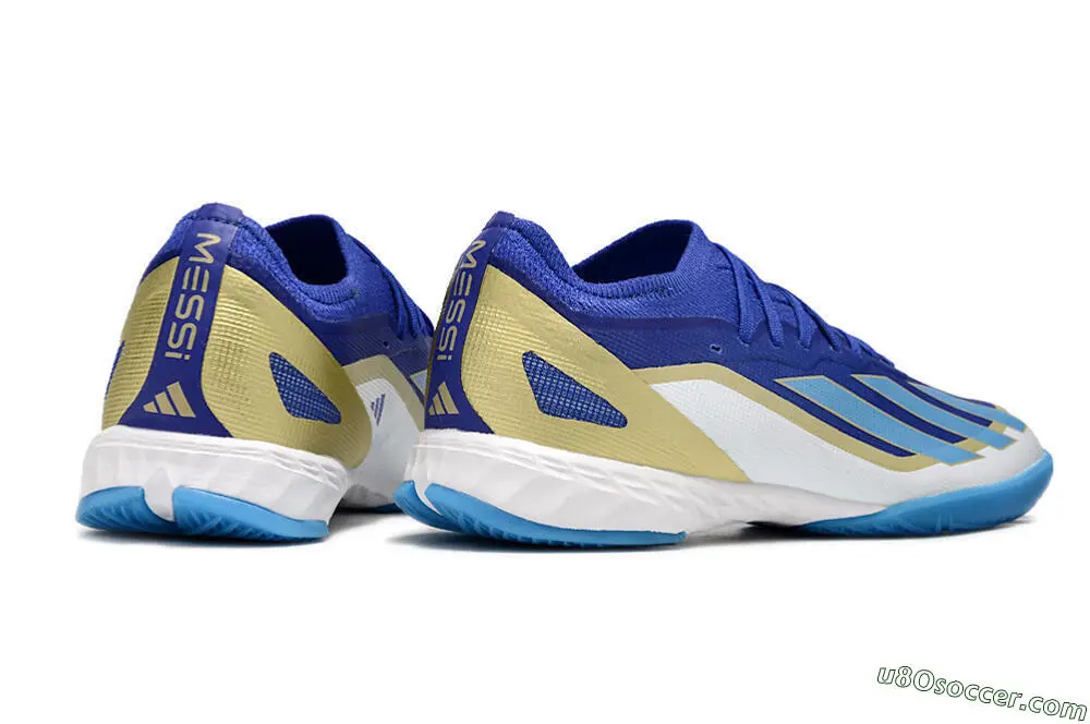 Blue Jade Gold White Indoor Futsal Soccer Shoes - Adidas X