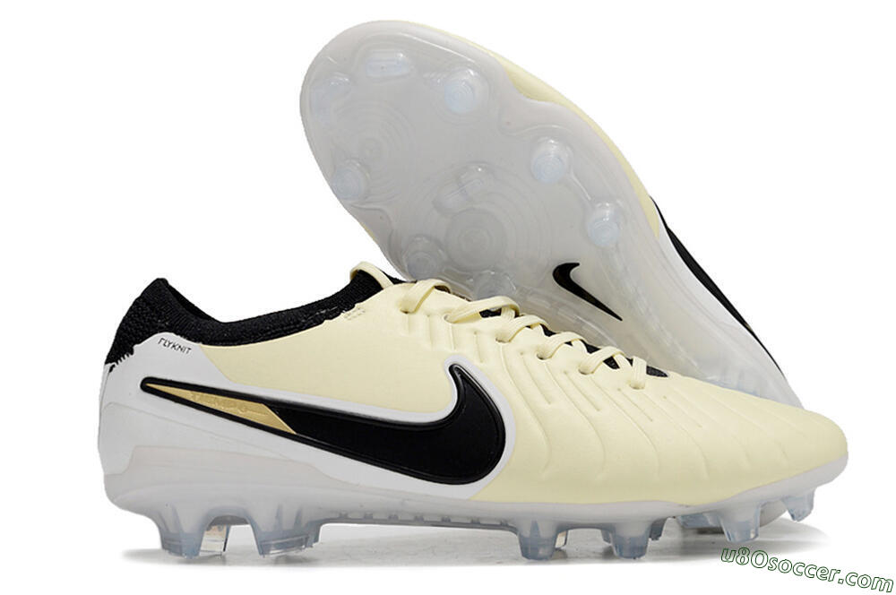 Nike Tiempo Legend 10 Elite FG Firm Ground Soccer Cleats - Beige/Black/White 1