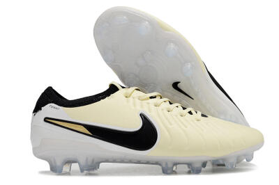 Nike Tiempo Legend 10 Elite FG Firm Ground Soccer Cleats - Beige/Black/White