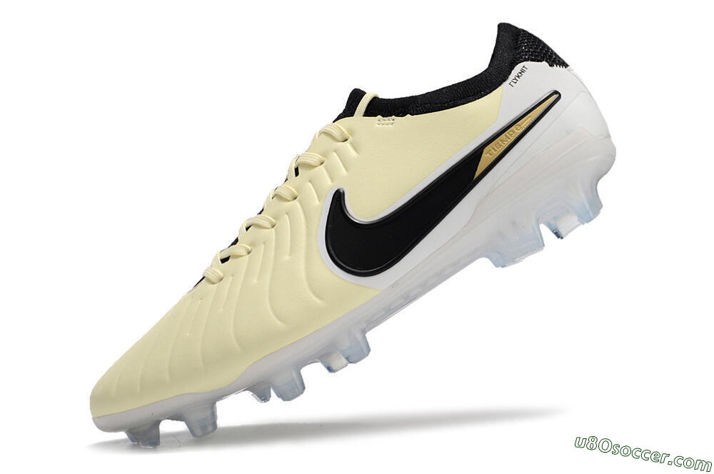 Nike Tiempo Legend 10 Elite FG Firm Ground Soccer Cleats - Beige/Black/White 5