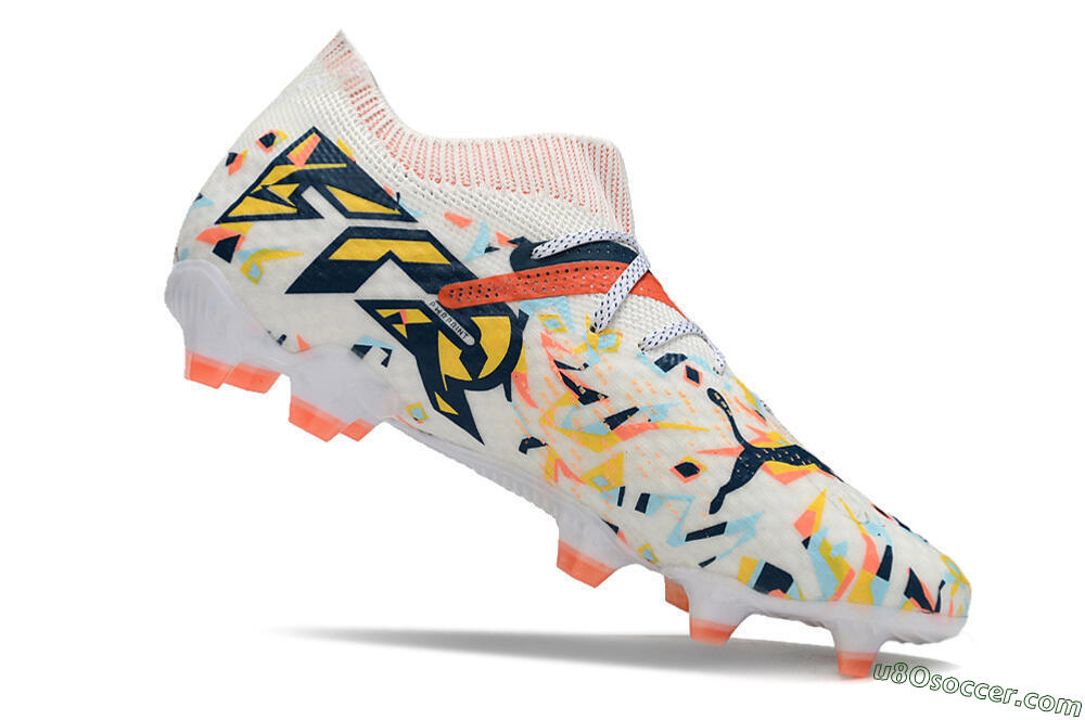Puma Future FG Firm Ground Soccer Cleats - White/Red/Yellow/Blue/Pink 4
