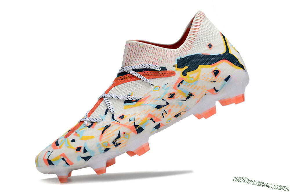 Puma Future FG Firm Ground Soccer Cleats - White/Red/Yellow/Blue/Pink 5