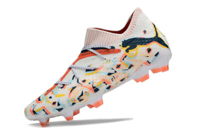 Puma Future FG Firm Ground Soccer Cleats - White/Red/Yellow/Blue/Pink