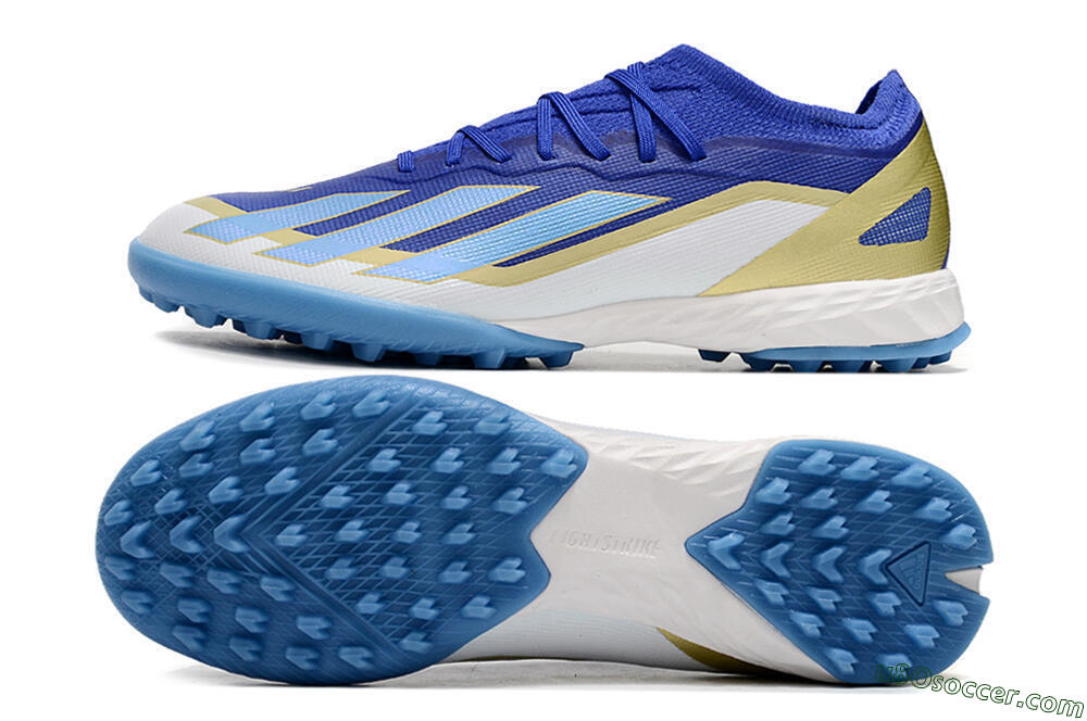 Adidas X 23 Crazyfast.1 TF Artificial Turf Soccer Shoes - Blue/Gold/White 0