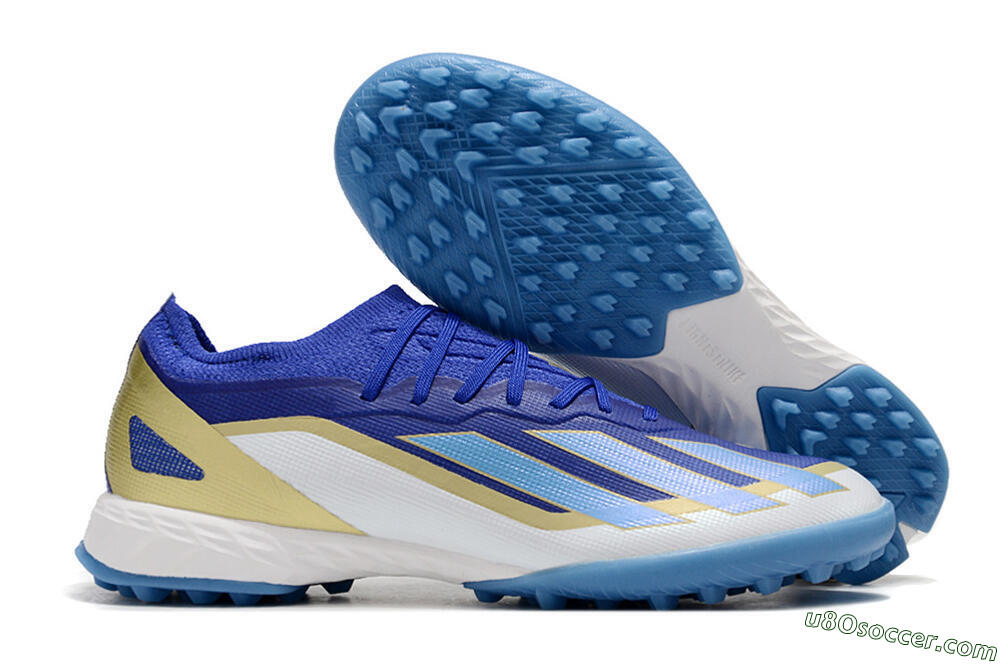 Adidas X 23 Crazyfast.1 TF Artificial Turf Soccer Shoes - Blue/Gold/White 1