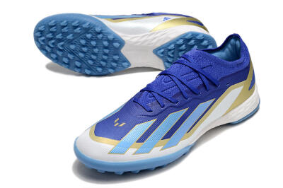Adidas X 23 Crazyfast.1 TF Artificial Turf Soccer Shoes - Blue/Gold/White