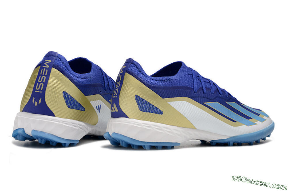Adidas X 23 Crazyfast.1 TF Artificial Turf Soccer Shoes - Blue/Gold/White 6