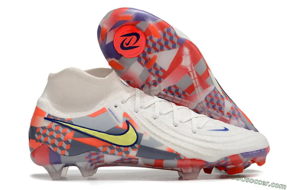 Premium FG Firm Ground Soccer Cleats in White, Red, Yellow