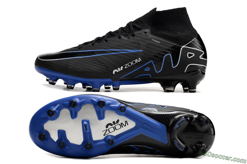Nike Air Zoom Mercurial Superfly 9 Elite AG Artificial Grass Soccer Cleats - Black/Blue/White 0