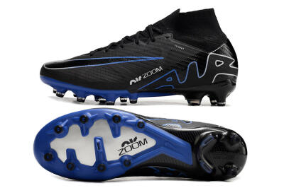 Nike Air Zoom Mercurial Superfly 9 Elite AG Artificial Grass Soccer Cleats - Black/Blue/White