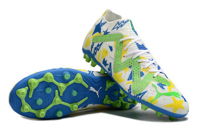 Puma Future Ultimate FG Multi Ground Soccer Cleats - White/Yellow/Blue