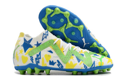 Puma Future Ultimate FG Multi Ground Soccer Cleats - White/Yellow/Blue