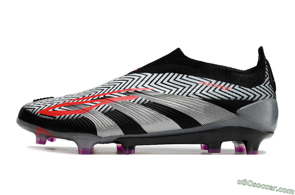 Adidas Predator Accuracy+ FG Firm Ground Soccer Cleats - Grey/Black/Red 2