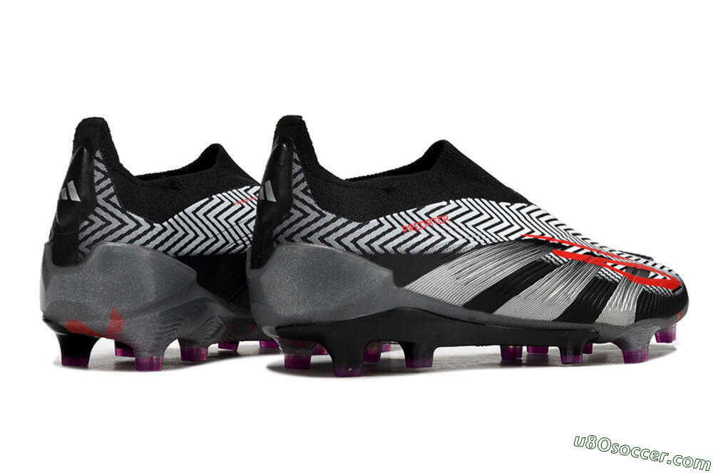 Adidas Predator Accuracy+ FG Firm Ground Soccer Cleats - Grey/Black/Red 6