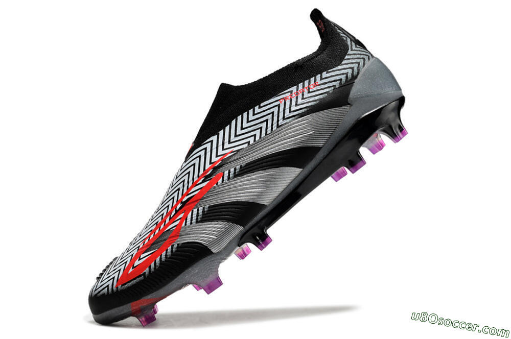 Adidas Predator Accuracy+ FG Firm Ground Soccer Cleats - Grey/Black/Red 4