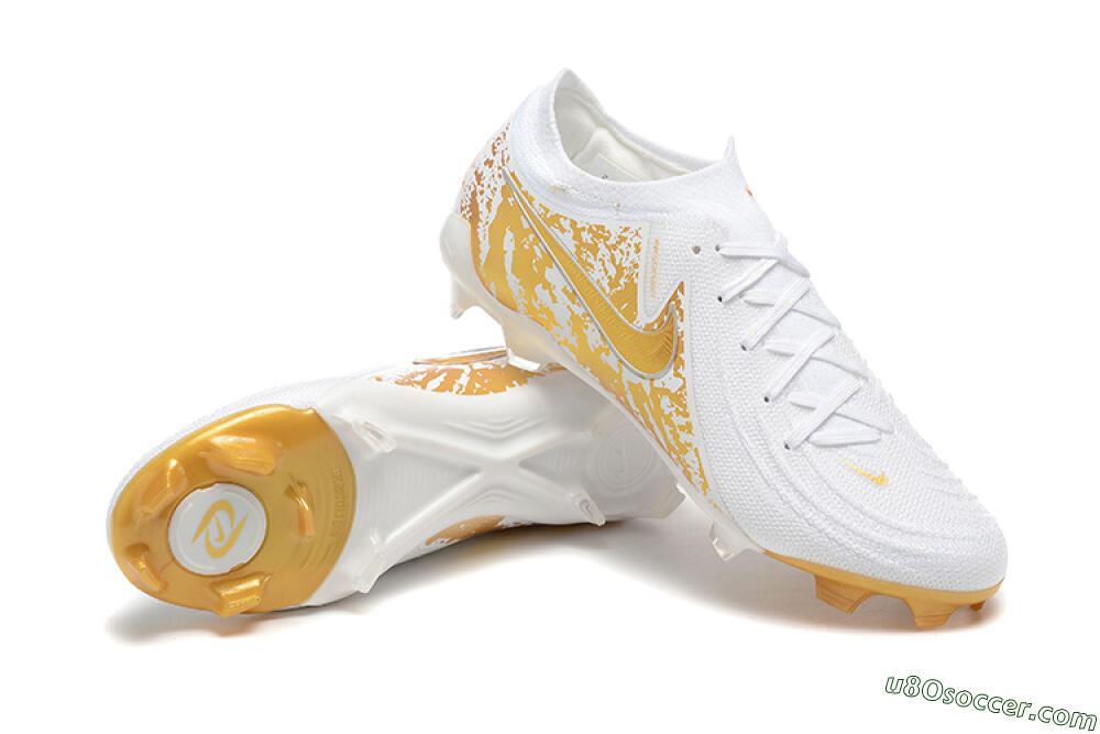 Nike Phantom Luna Elite NU FG Firm Ground Soccer Cleats - White/Gold 4