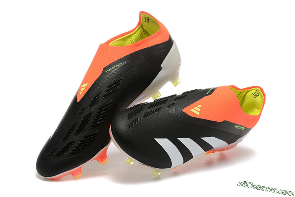 Adidas Predator Accuracy+ Laceless FG Firm Ground Soccer Cleats - Black/White/Orange 5