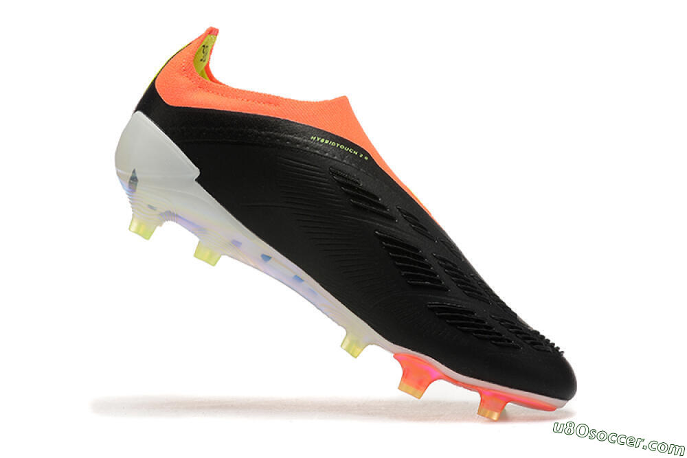 Adidas Predator Accuracy+ Laceless FG Firm Ground Soccer Cleats - Black/White/Orange 6