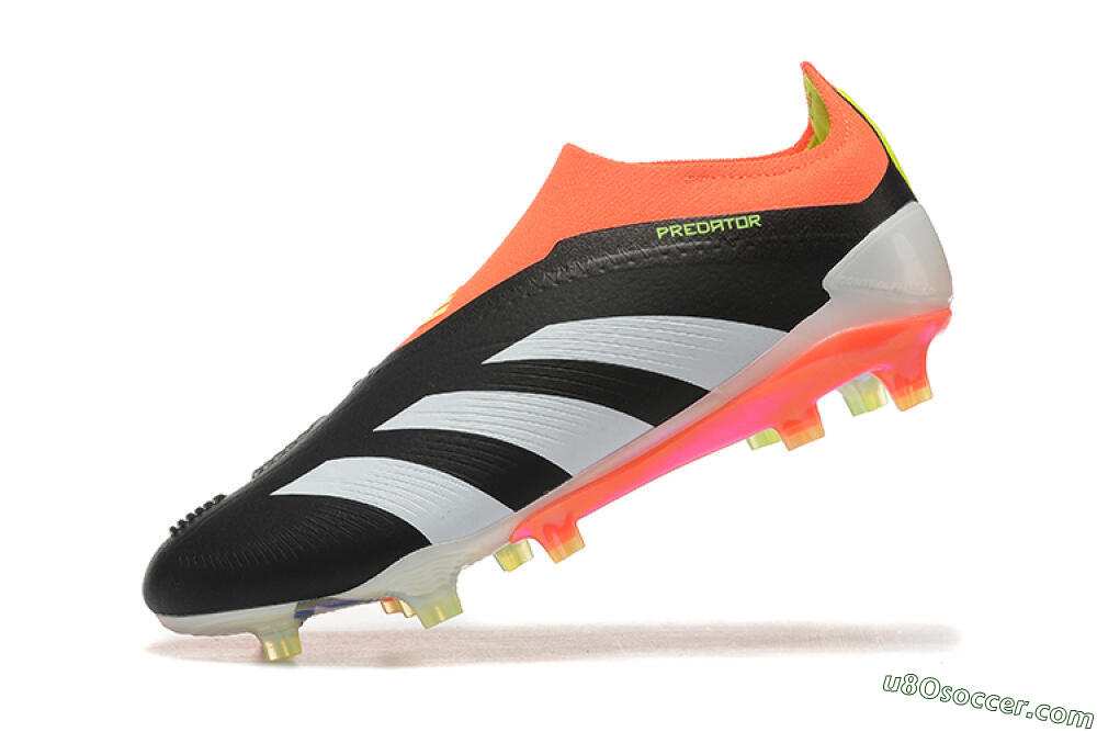 Adidas Predator Accuracy+ Laceless FG Firm Ground Soccer Cleats - Black/White/Orange 7