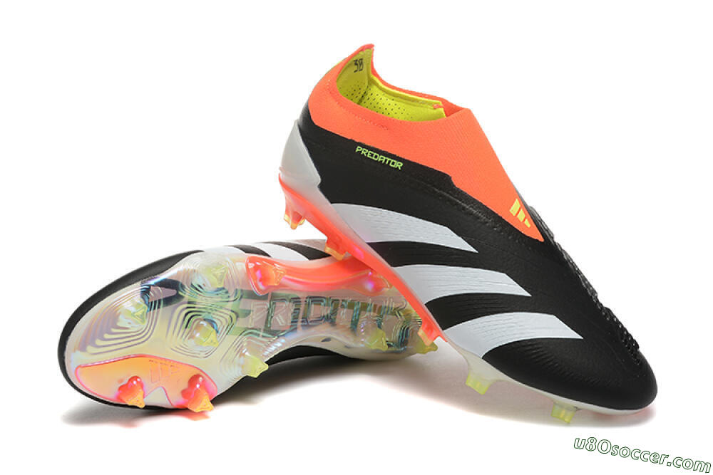 Adidas Predator Accuracy+ Laceless FG Firm Ground Soccer Cleats - Black/White/Orange 2