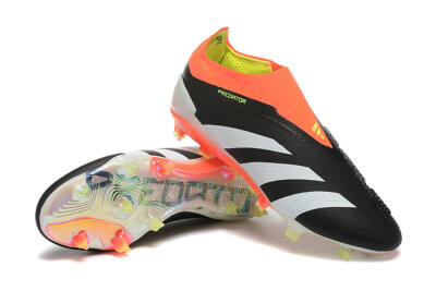 Adidas Predator Accuracy+ Laceless FG Firm Ground Soccer Cleats - Black/White/Orange