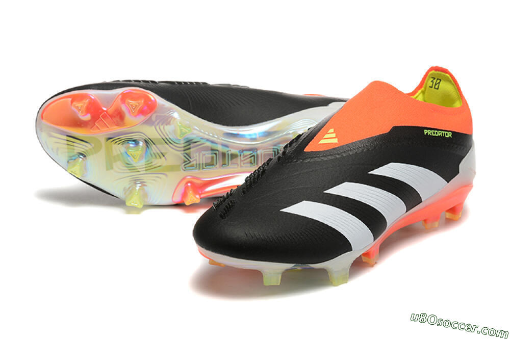 Adidas Predator Accuracy+ Laceless FG Firm Ground Soccer Cleats - Black/White/Orange 3