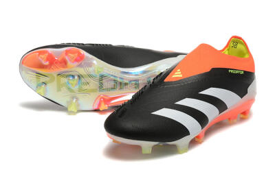 Adidas Predator Accuracy+ Laceless FG Firm Ground Soccer Cleats - Black/White/Orange