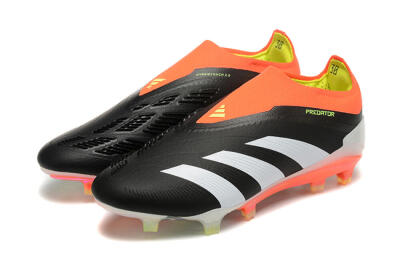 Adidas Predator Accuracy+ Laceless FG Firm Ground Soccer Cleats - Black/White/Orange