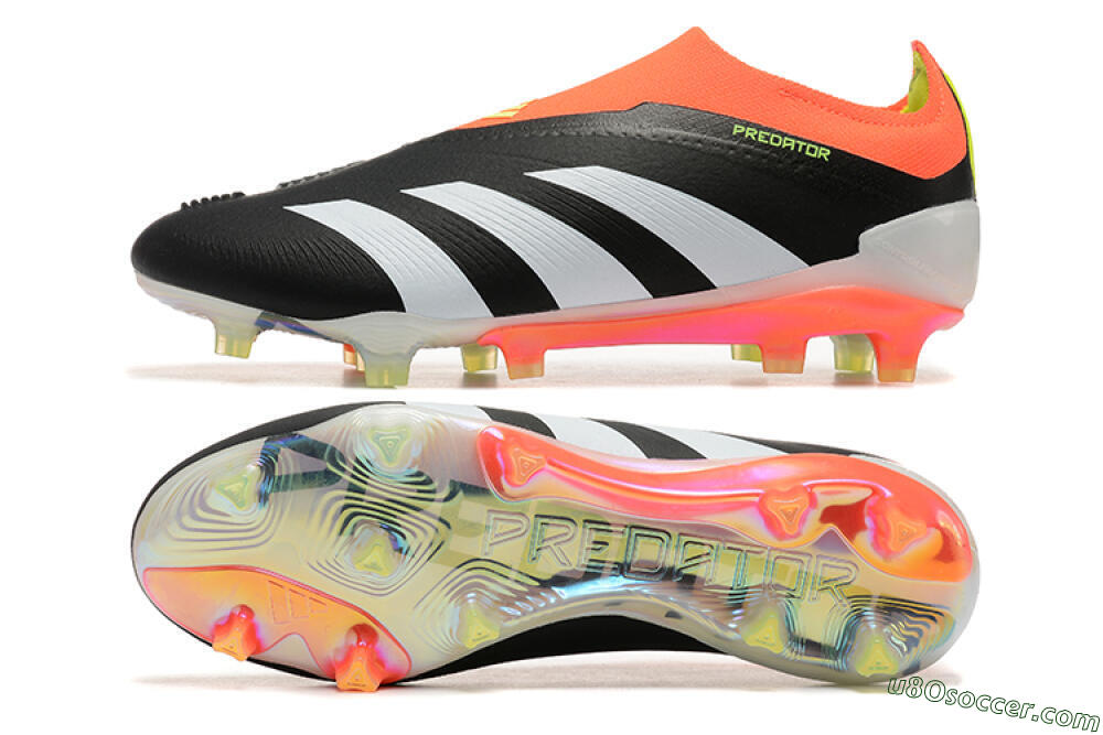 Adidas Predator Accuracy+ Laceless FG Firm Ground Soccer Cleats - Black/White/Orange 0