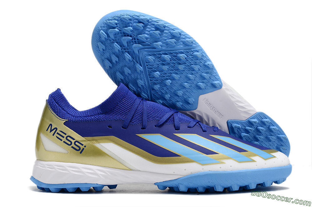 Adidas X Crazyfast.3 Messi TF Artificial Turf Soccer Shoes - Blue/White/Gold 1
