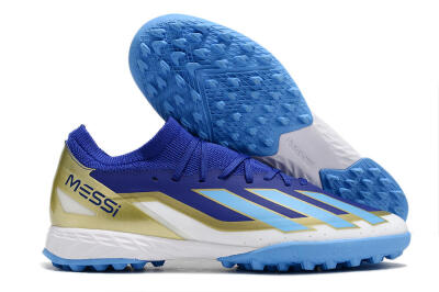 Adidas X Crazyfast.3 Messi TF Artificial Turf Soccer Shoes - Blue/White/Gold