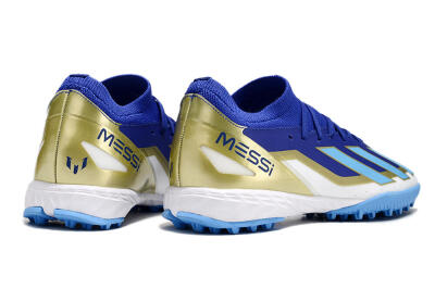 Adidas X Crazyfast.3 Messi TF Artificial Turf Soccer Shoes - Blue/White/Gold