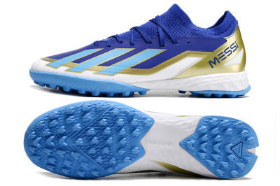 Adidas X Crazyfast.3 Messi TF Artificial Turf Soccer Shoes - Blue/White/Gold