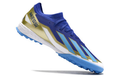 Adidas X Crazyfast.3 Messi TF Artificial Turf Soccer Shoes - Blue/White/Gold