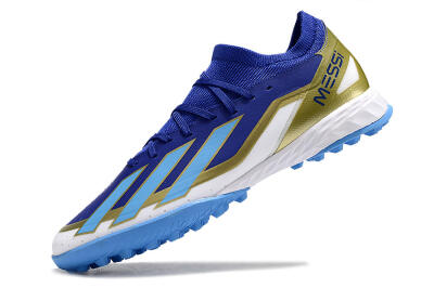 Adidas X Crazyfast.3 Messi TF Artificial Turf Soccer Shoes - Blue/White/Gold