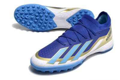 Adidas X Crazyfast.3 Messi TF Artificial Turf Soccer Shoes - Blue/White/Gold