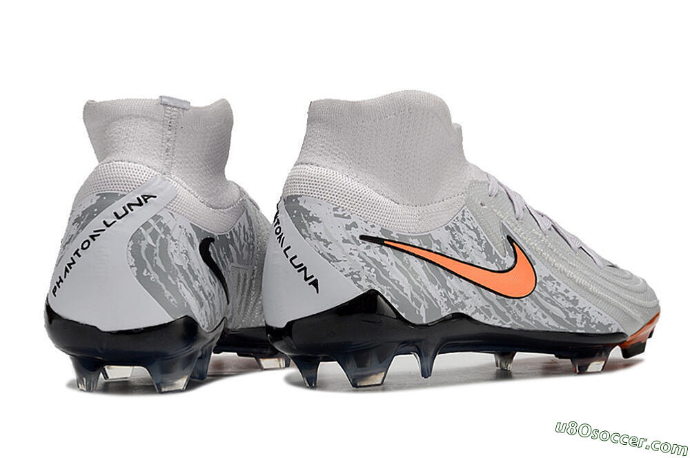 Nike Phantom Luna Elite NU FG Firm Ground Soccer Cleats - Grey/Orange/Black 6