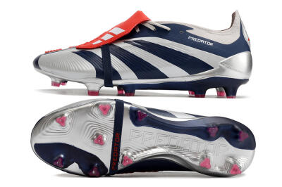 Adidas Predator Elite Foldover Tongue FG Firm Ground Soccer Cleats - Silver/Black/Red