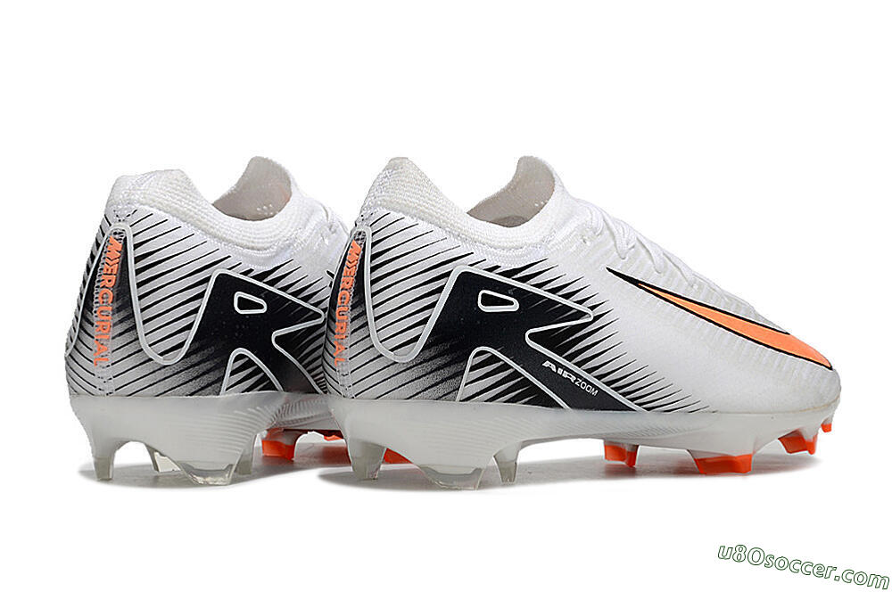Nike Air Zoom Mercurial Vapor 16 Elite FG Firm Ground Soccer Cleats - White/Orange/Black 6