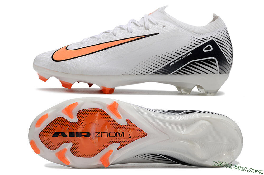 Nike Air Zoom Mercurial Vapor 16 Elite FG Firm Ground Soccer Cleats - White/Orange/Black 0