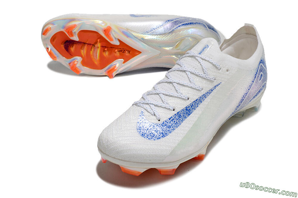 Nike Air Zoom Mercurial Vapor 16 Elite FG Firm Ground Soccer Cleats - White/Silver/Blue/Orange 3