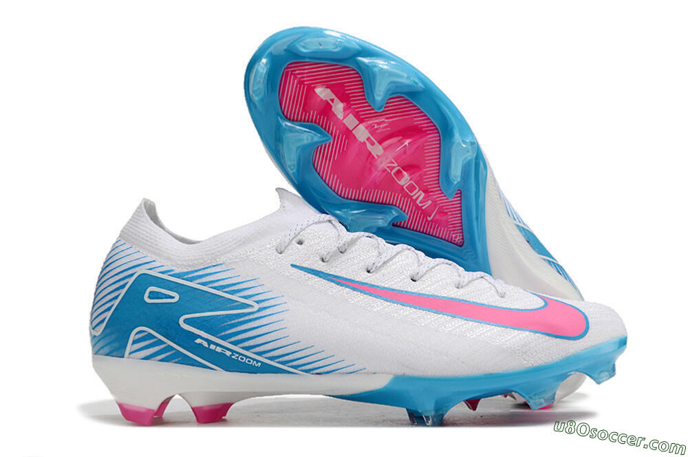 Nike Air Zoom Mercurial Vapor 16 Elite FG Firm Ground Soccer Cleats - White/Pink/Blue 1