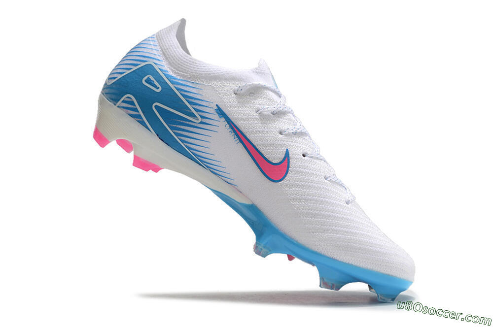 Nike Air Zoom Mercurial Vapor 16 Elite FG Firm Ground Soccer Cleats - White/Pink/Blue 4