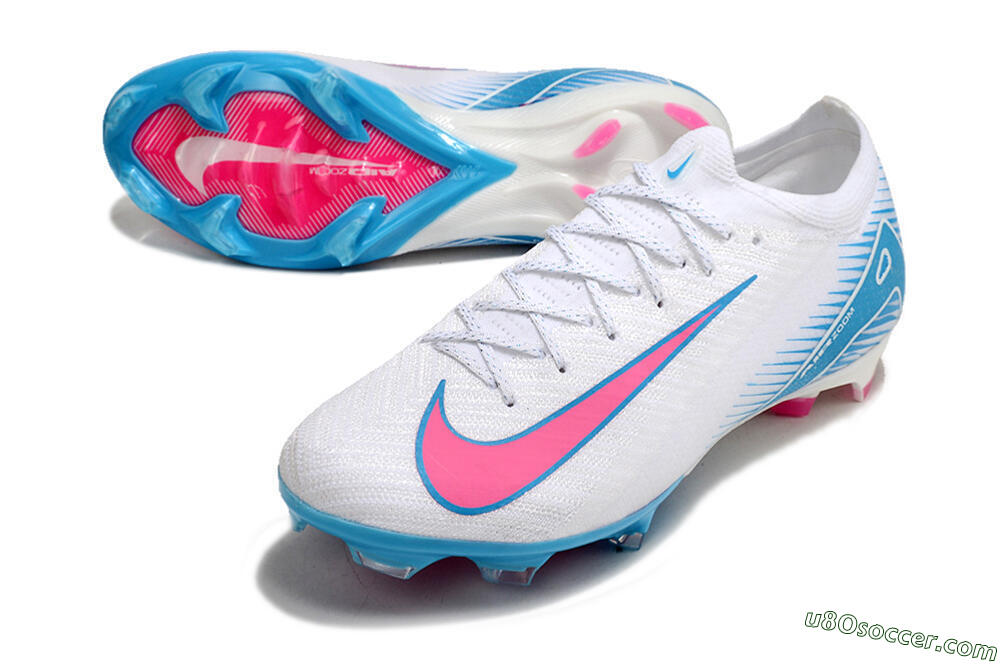 Nike Air Zoom Mercurial Vapor 16 Elite FG Firm Ground Soccer Cleats - White/Pink/Blue 3