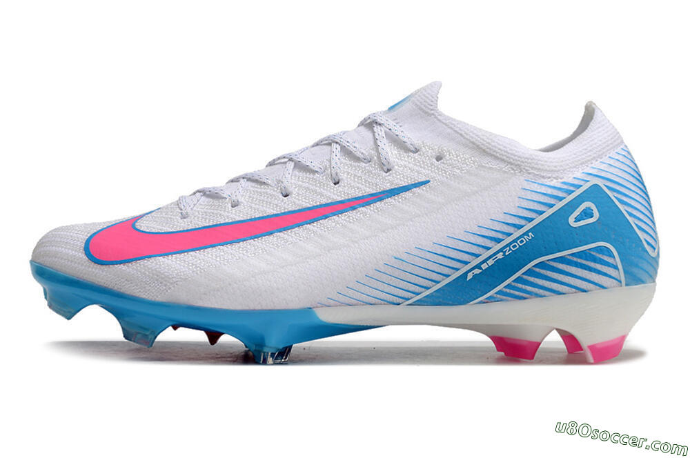 Nike Air Zoom Mercurial Vapor 16 Elite FG Firm Ground Soccer Cleats - White/Pink/Blue 2