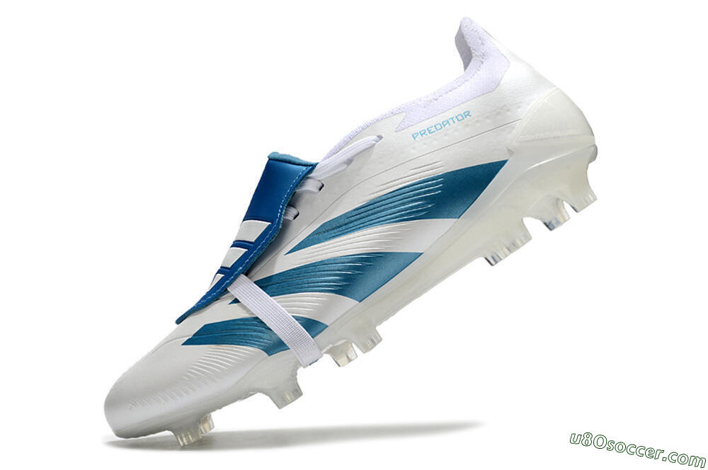 Adidas Predator Elite Foldover Tongue FG Firm Ground Soccer Cleats - White/Blue 5